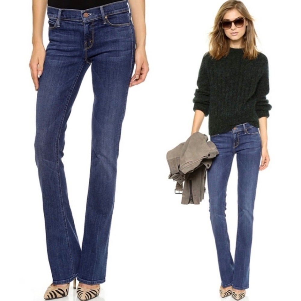 Mother The Runaway Skinny Flare Denim Mid Rise Jean Flowers From The Storm 25